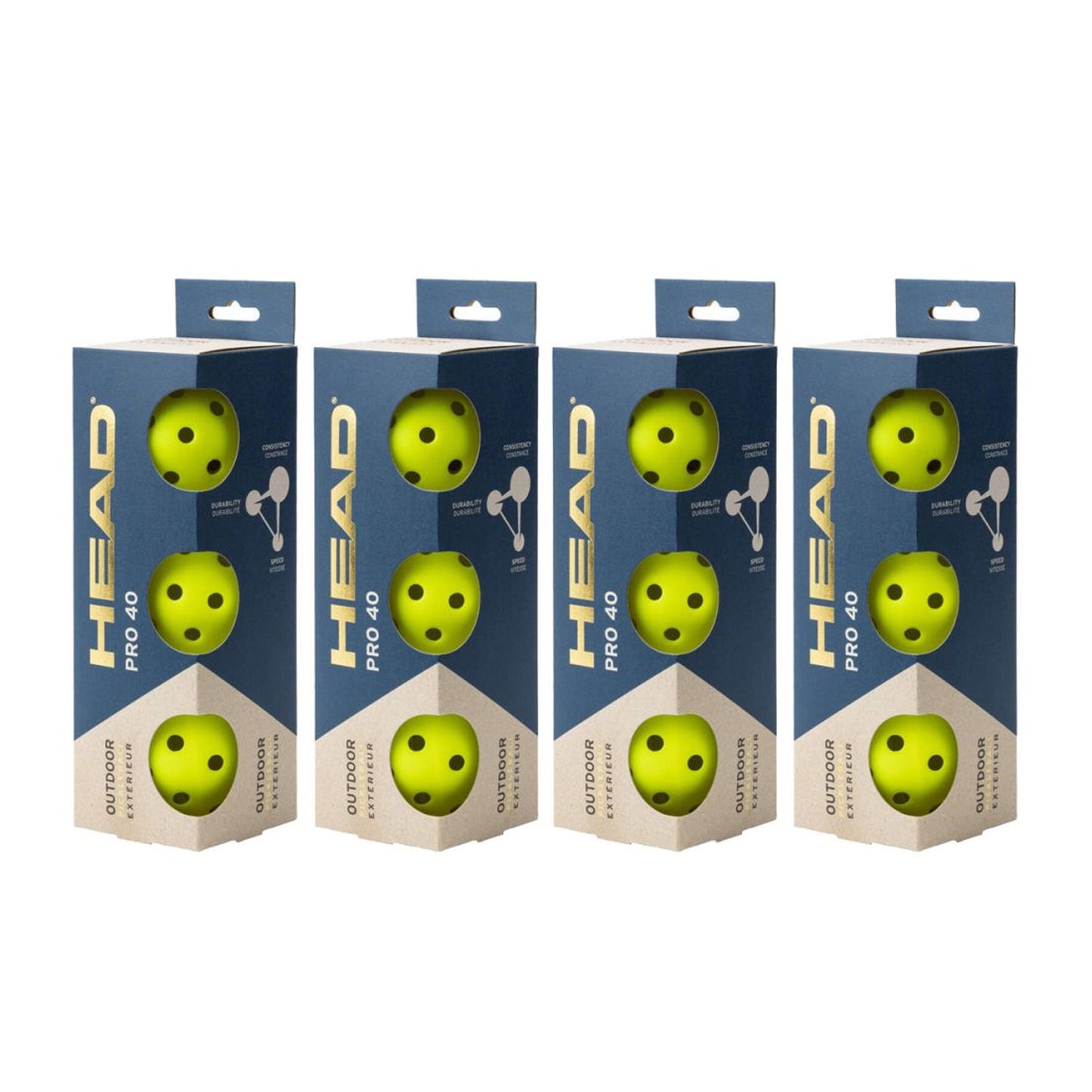 HEAD 3B Pro 40 Outdoor Pickleball (Pack of 12)