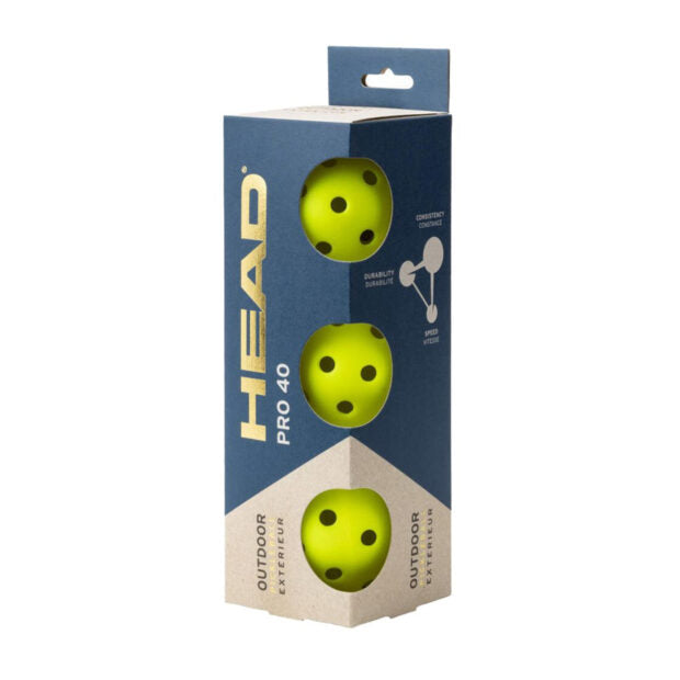 HEAD 3B Pro 40 Outdoor Pickleball (Pack of 3)
