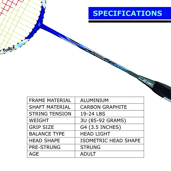 Yonex Nanoray 7000I G4-2U Badminton Racquet with free Full Cover