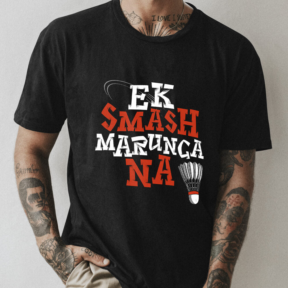 Unisex Badminton Smash Graphic Printed T-shirt | Badminton Athleisure