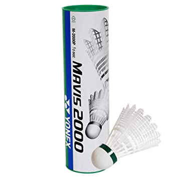 Yonex Mavis 2000 Green Cap Nylon Shuttlecock, Pack of 6 - Made in Japan