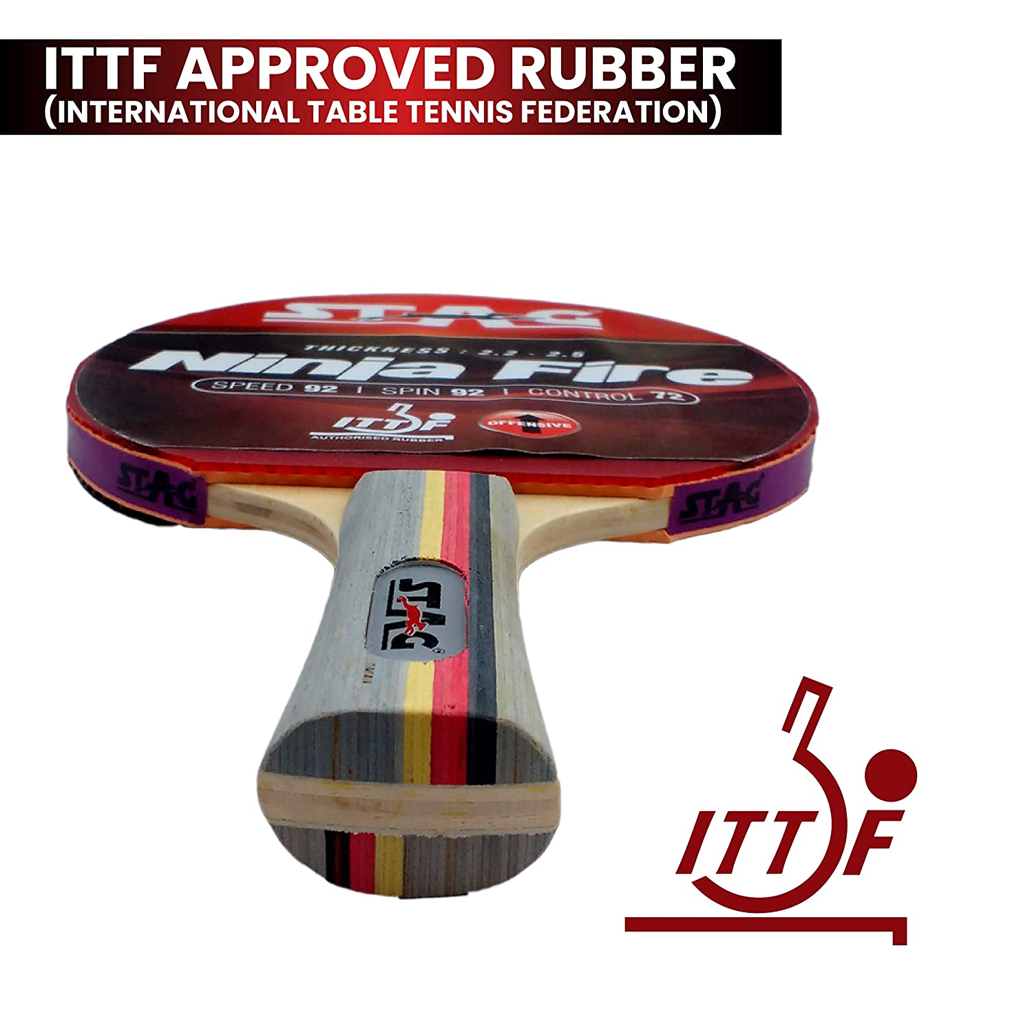 Fever Tech Table Tennis Racket Stag Ninja Fire Table Tennis Racquet( Multi- Colour, 180 Grams, Advanc ...