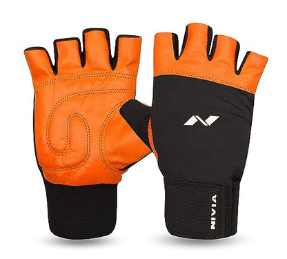 Nivia Leather Gym Gloves With Wirst