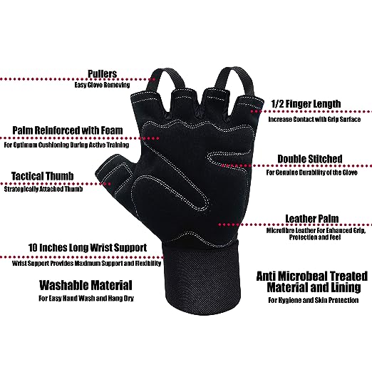 KOBO WTG-31-XL Weight Lifting Gym Gloves Hand Protector For Fitness Training Gym