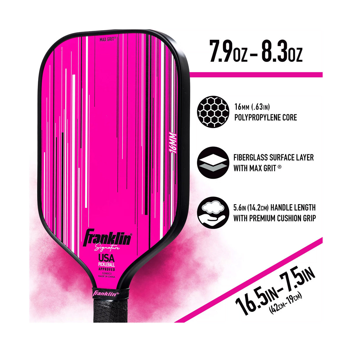 Franklin Signature Pro Pickleball Paddle Pink  13 mm