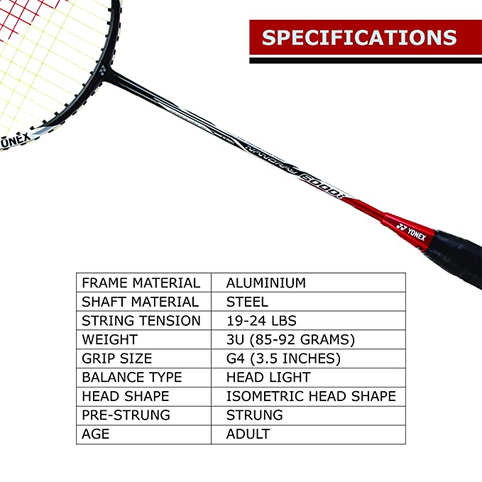 Yonex Nanoray 6000I G4-U Badminton Racquet with free Full Cover